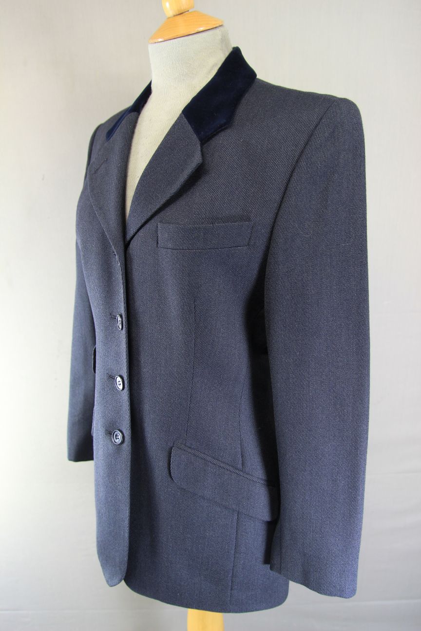 DAKS SIGNATURE BRITISH MADE LADIES EQUESTRIAN DARK BLUE PURE WOOL JACKET SIZE 10