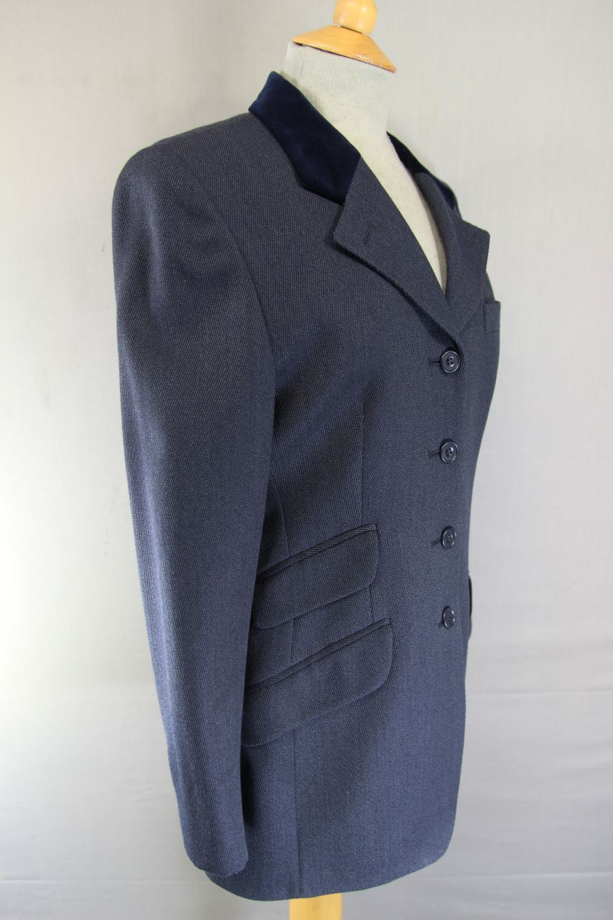 DAKS SIGNATURE BRITISH MADE LADIES EQUESTRIAN DARK BLUE PURE WOOL JACKET SIZE 10