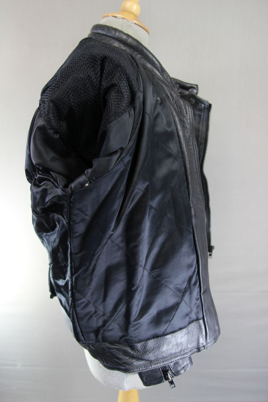 JTS CLASSIC BLACK LEATHER BIKER JACKET 36 INCH CHEST: SIZE 12