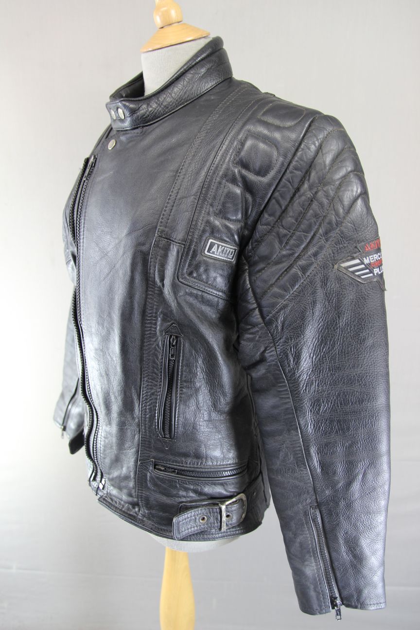 AKITO MERCURY PROTEK PLUS CLASSIC BLACK LEATHER BIKER JACKET 36-38 INCH CHEST