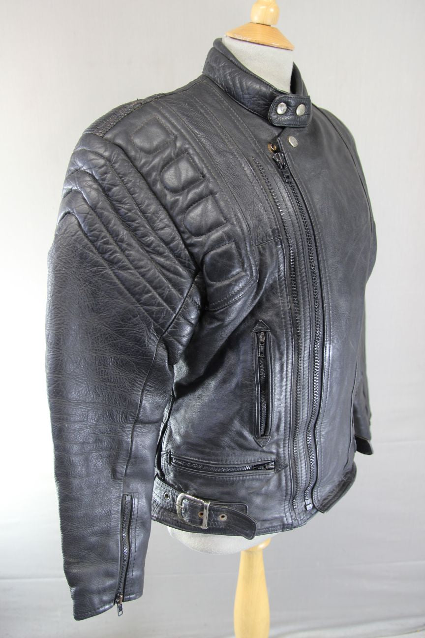 AKITO MERCURY PROTEK PLUS CLASSIC BLACK LEATHER BIKER JACKET 36-38 INCH CHEST