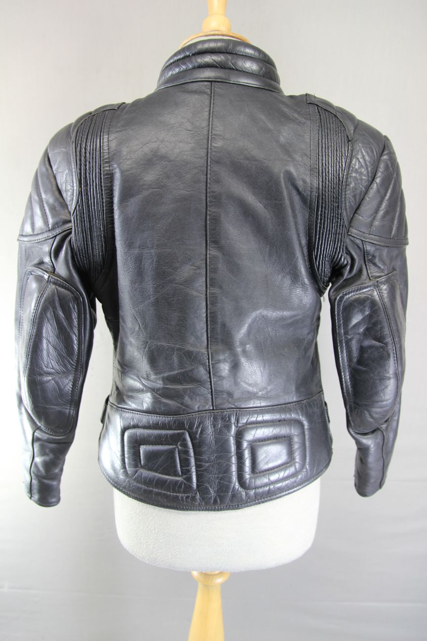 LADIES CLASSIC SPORTEX A5 BLACK LEATHER BIKER JACKET: SIZE 12/34 INCHES