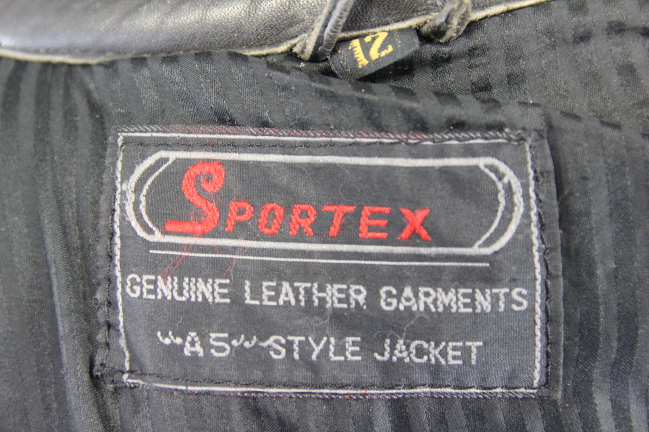 LADIES CLASSIC SPORTEX A5 BLACK LEATHER BIKER JACKET: SIZE 12/34 INCHES