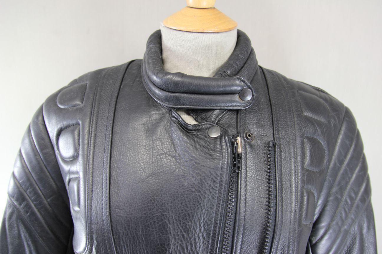 SKINTAN LADIES CLASSIC BLACK COWHIDE LEATHER BIKER JACKET 34-36 INCH