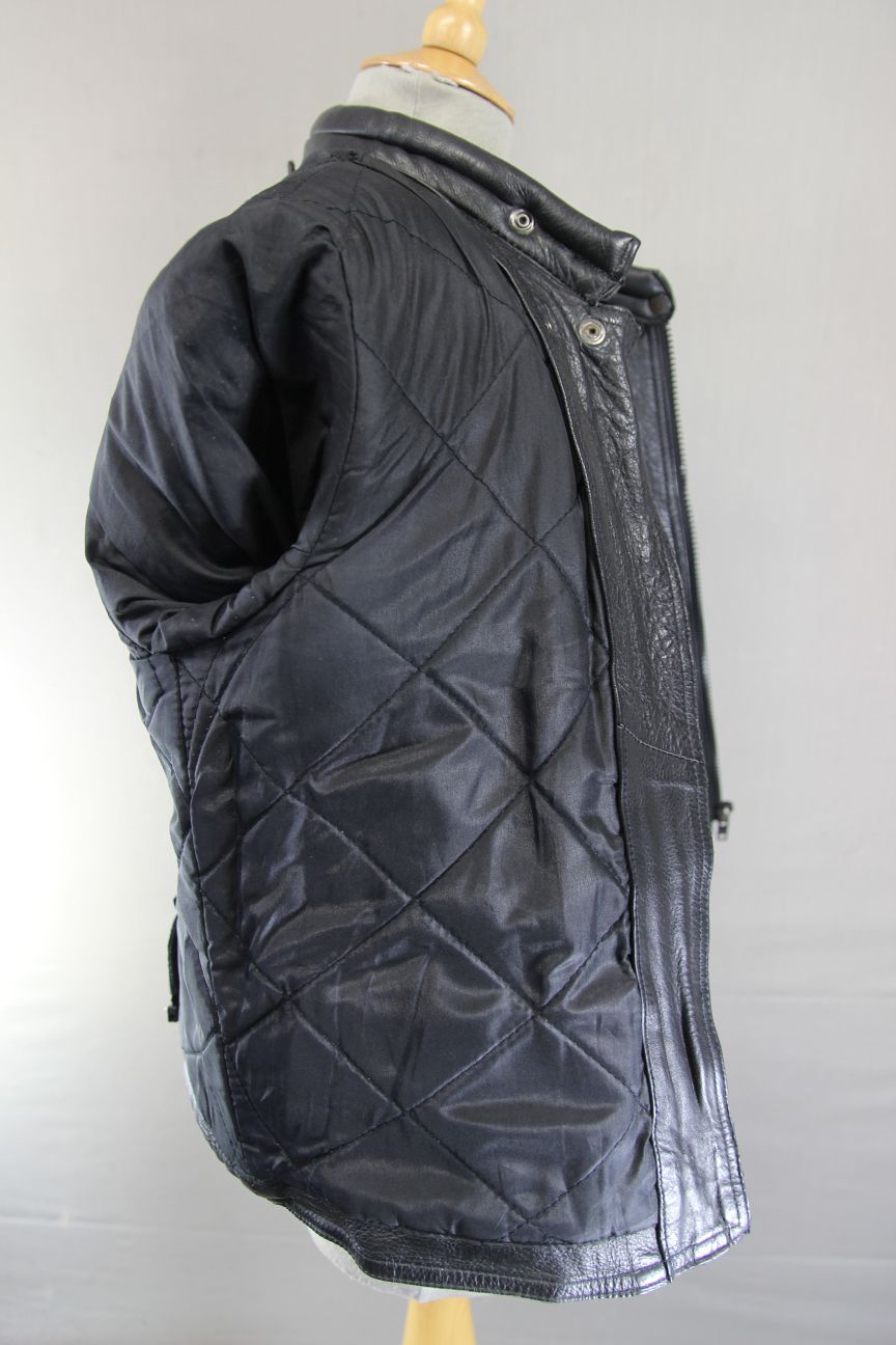 SKINTAN LADIES CLASSIC BLACK COWHIDE LEATHER BIKER JACKET 34-36 INCH