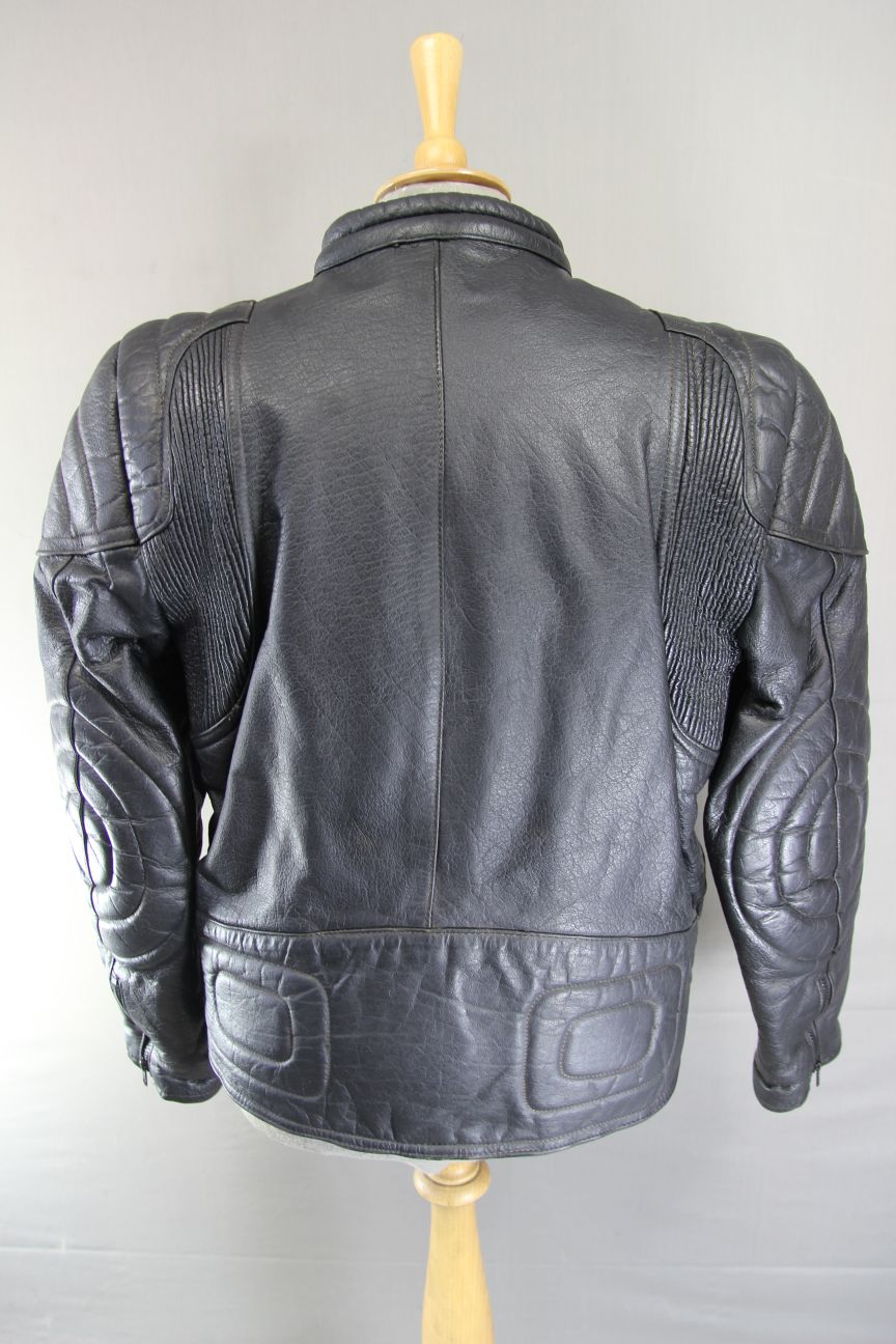 JT'S CLASSIC BLACK COWHIDE LEATHER BIKER JACKET 42-44 INCH CHEST