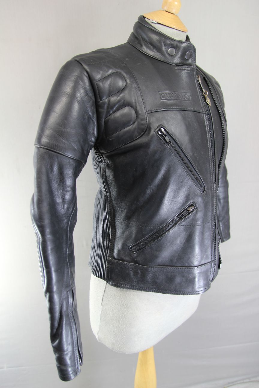 BUFFALO LADIES CLASSIC BLACK LEATHER BIKER JACKET: SIZE 10/32-34 INCH CHEST