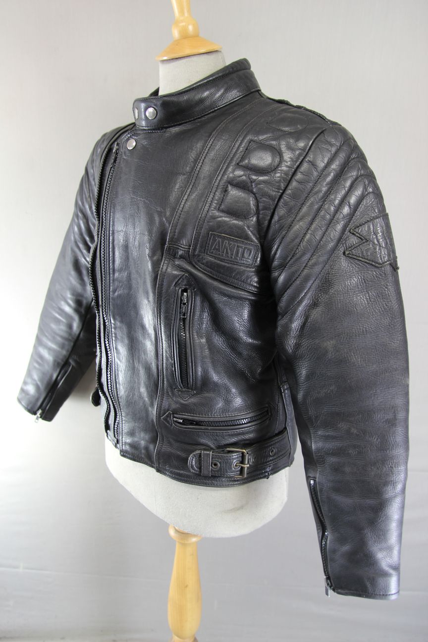 AKITO MERCURY PLUS CLASSIC BLACK LEATHER BIKER JACKET 38-40 INCH CHEST