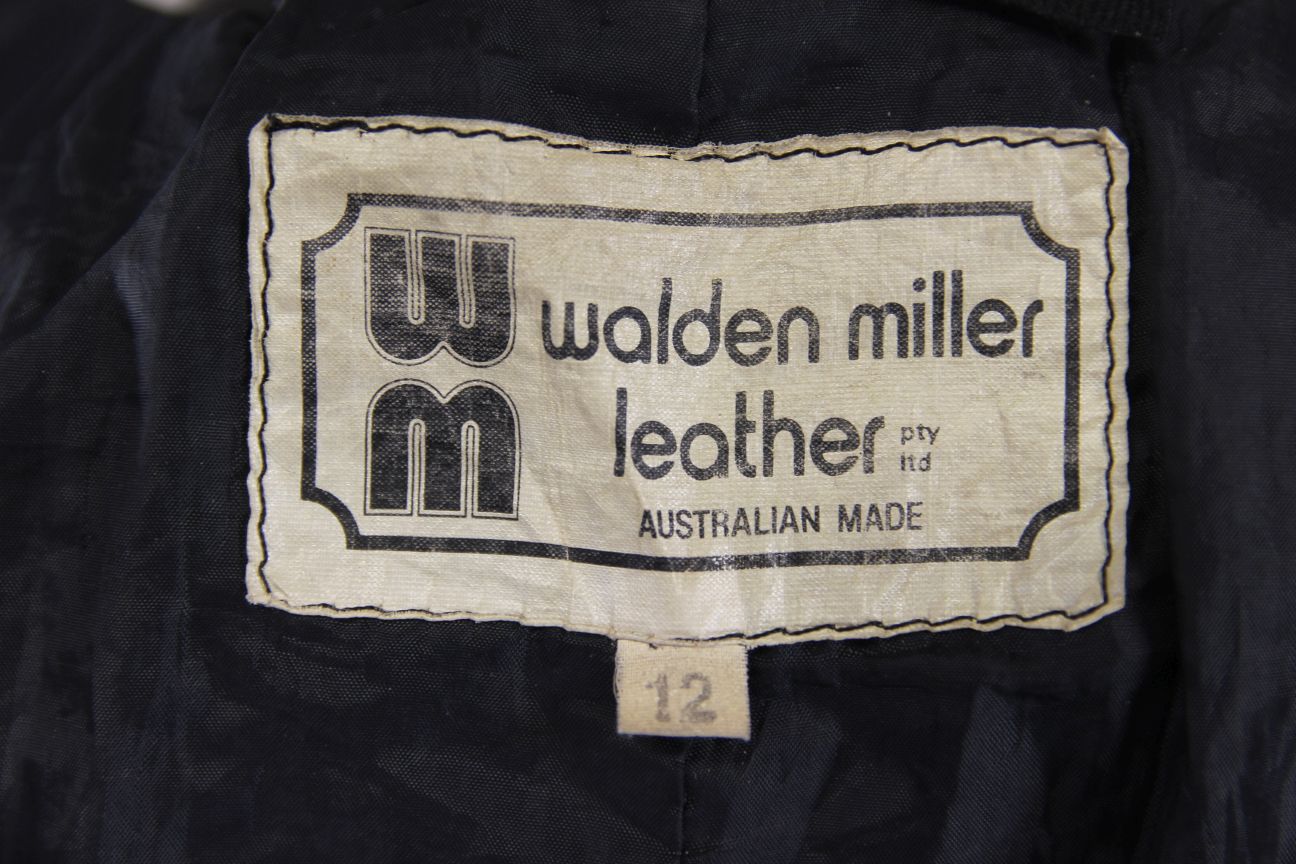 VINTAGE WALDEN MILLER AUSTRALIAN MADE LADIES BLACK LEATHER BIKER JACKET: SIZE 12