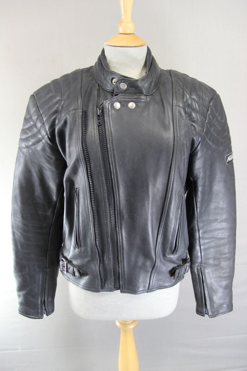 ASHMAN CLASSIC BLACK COWHIDE LEATHER BIKER JACKET 38-40 INCH CHEST