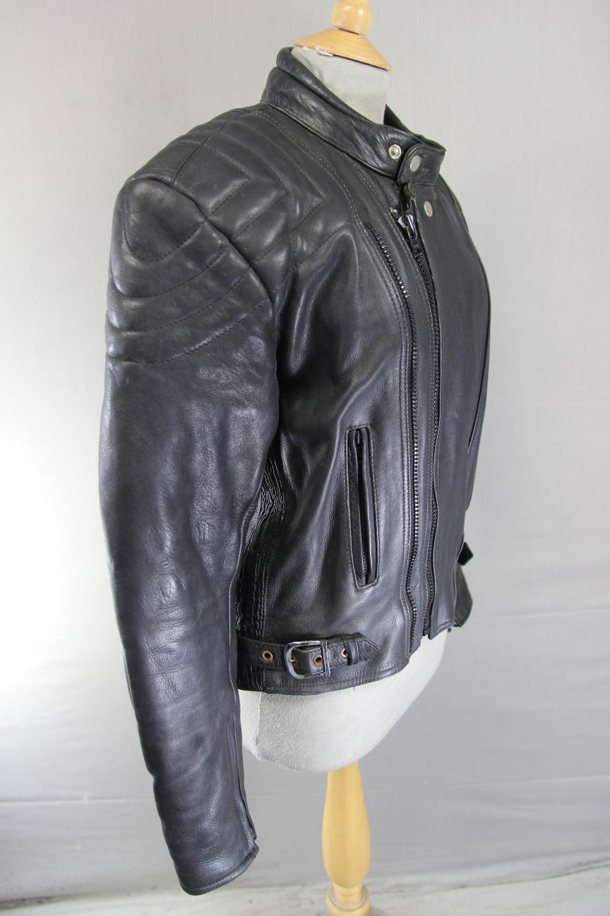 ASHMAN CLASSIC BLACK COWHIDE LEATHER BIKER JACKET 38-40 INCH CHEST