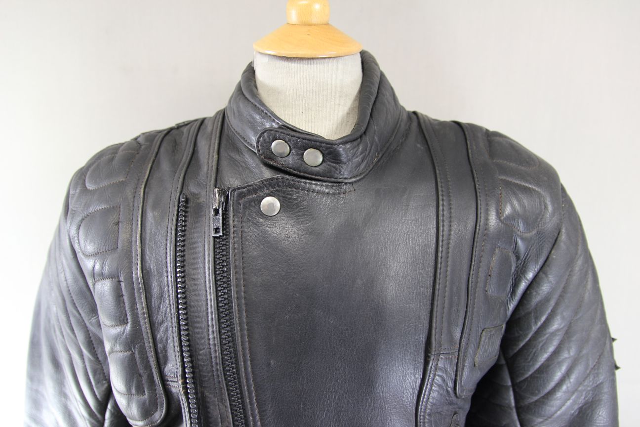 AKITO MERCURY PLUS CLASSIC BLACK LEATHER BIKER JACKET WITH BACK PROTECTOR 38-40"