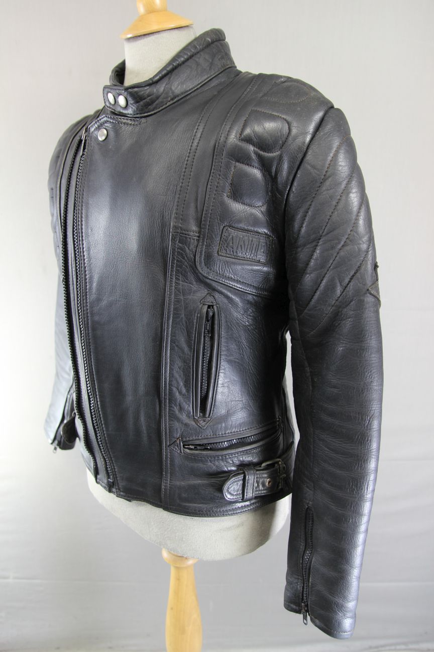 AKITO MERCURY PLUS CLASSIC BLACK LEATHER BIKER JACKET WITH BACK PROTECTOR 38-40"