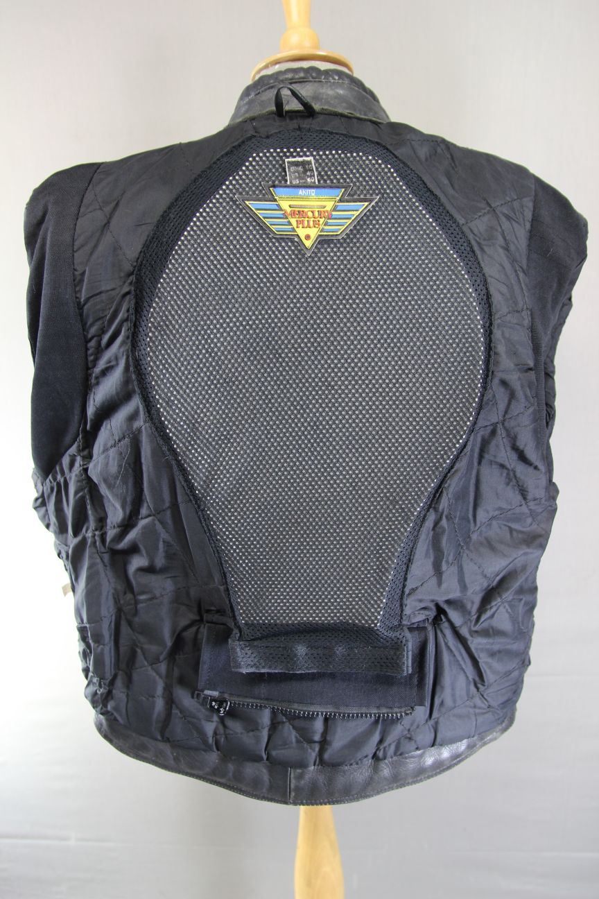 AKITO MERCURY PLUS CLASSIC BLACK LEATHER BIKER JACKET WITH BACK PROTECTOR 38-40"