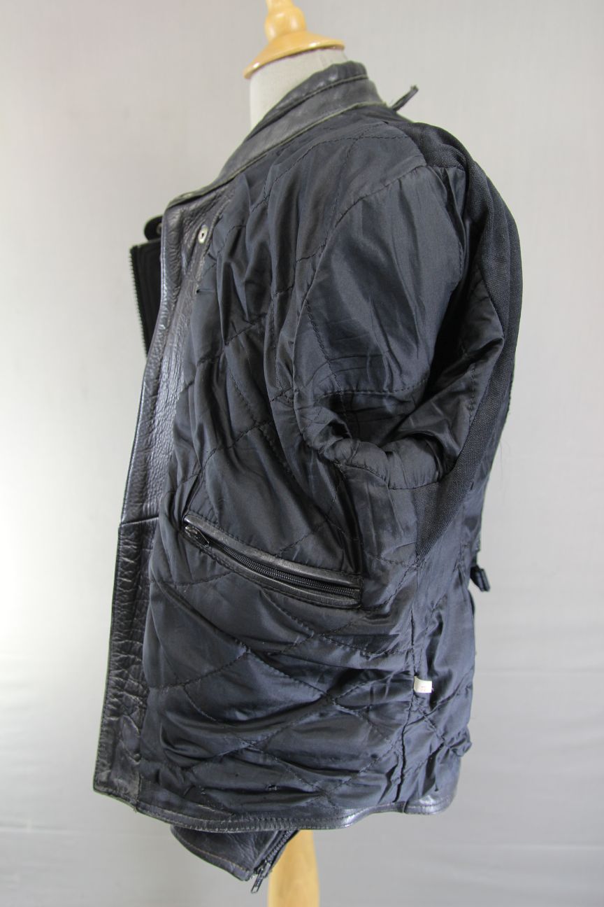 AKITO MERCURY PLUS CLASSIC BLACK LEATHER BIKER JACKET WITH BACK PROTECTOR 38-40"