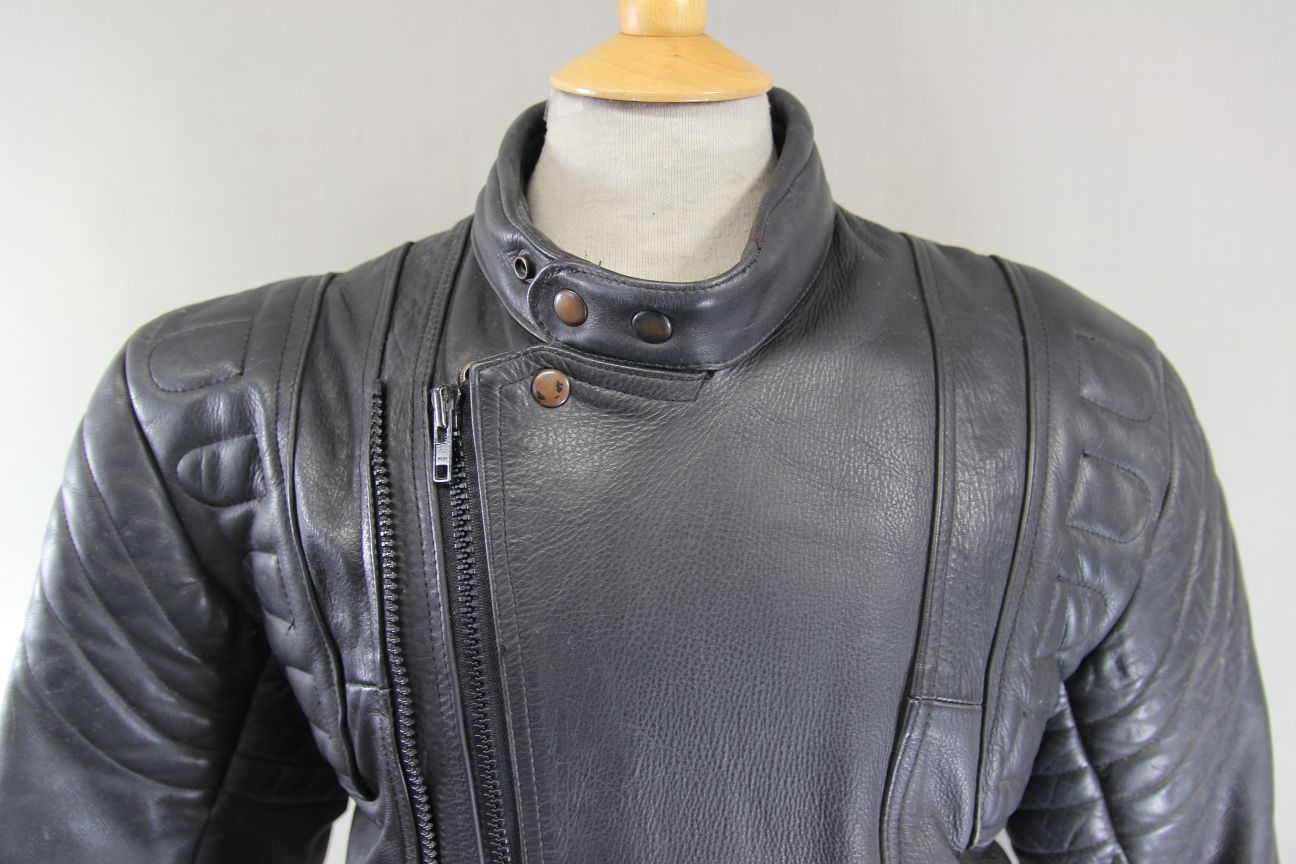 CLASSIC BLACK LEATHER BIKER JACKET 40-42 INCH CHEST/MEDIUM TO LARGE