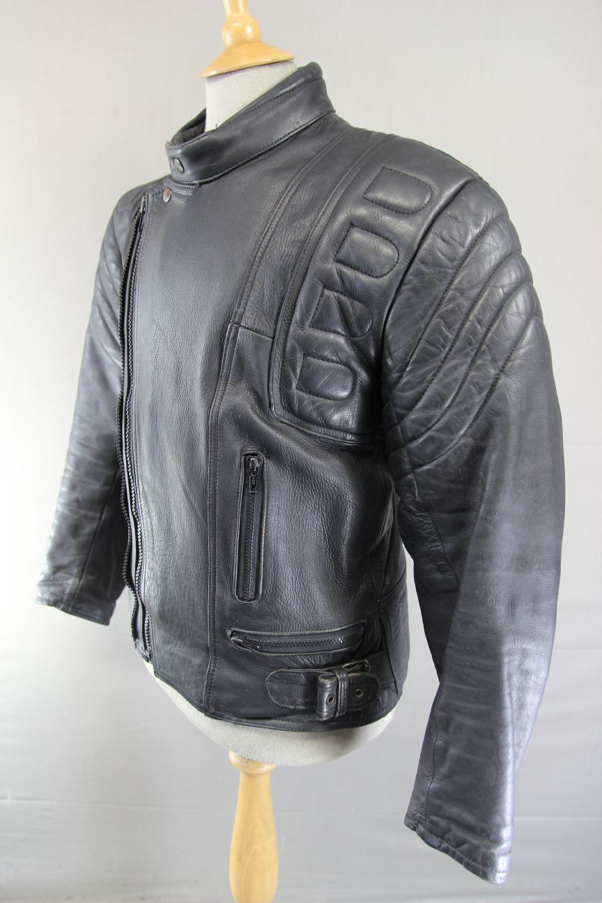 CLASSIC BLACK LEATHER BIKER JACKET 40-42 INCH CHEST/MEDIUM TO LARGE