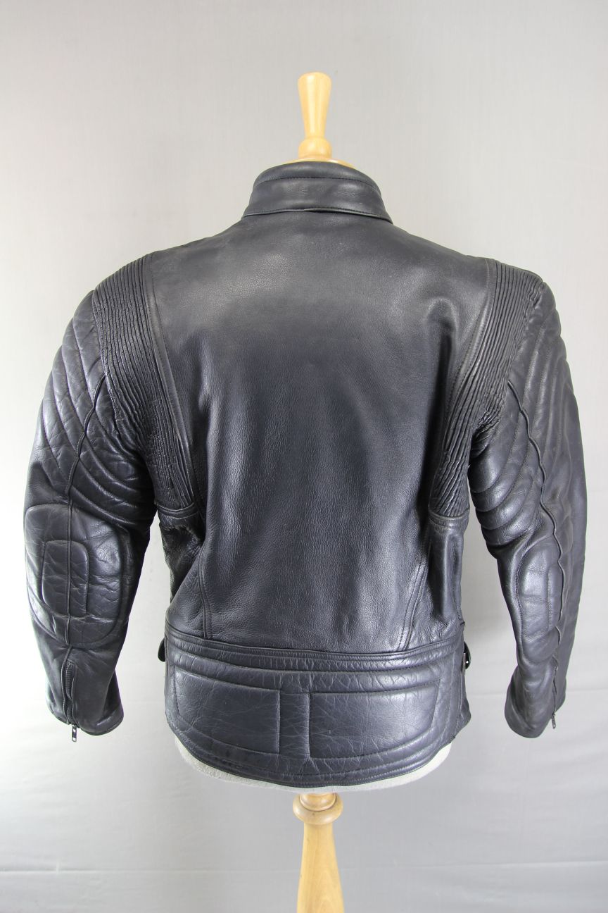 CLASSIC BLACK LEATHER BIKER JACKET 40-42 INCH CHEST/MEDIUM TO LARGE