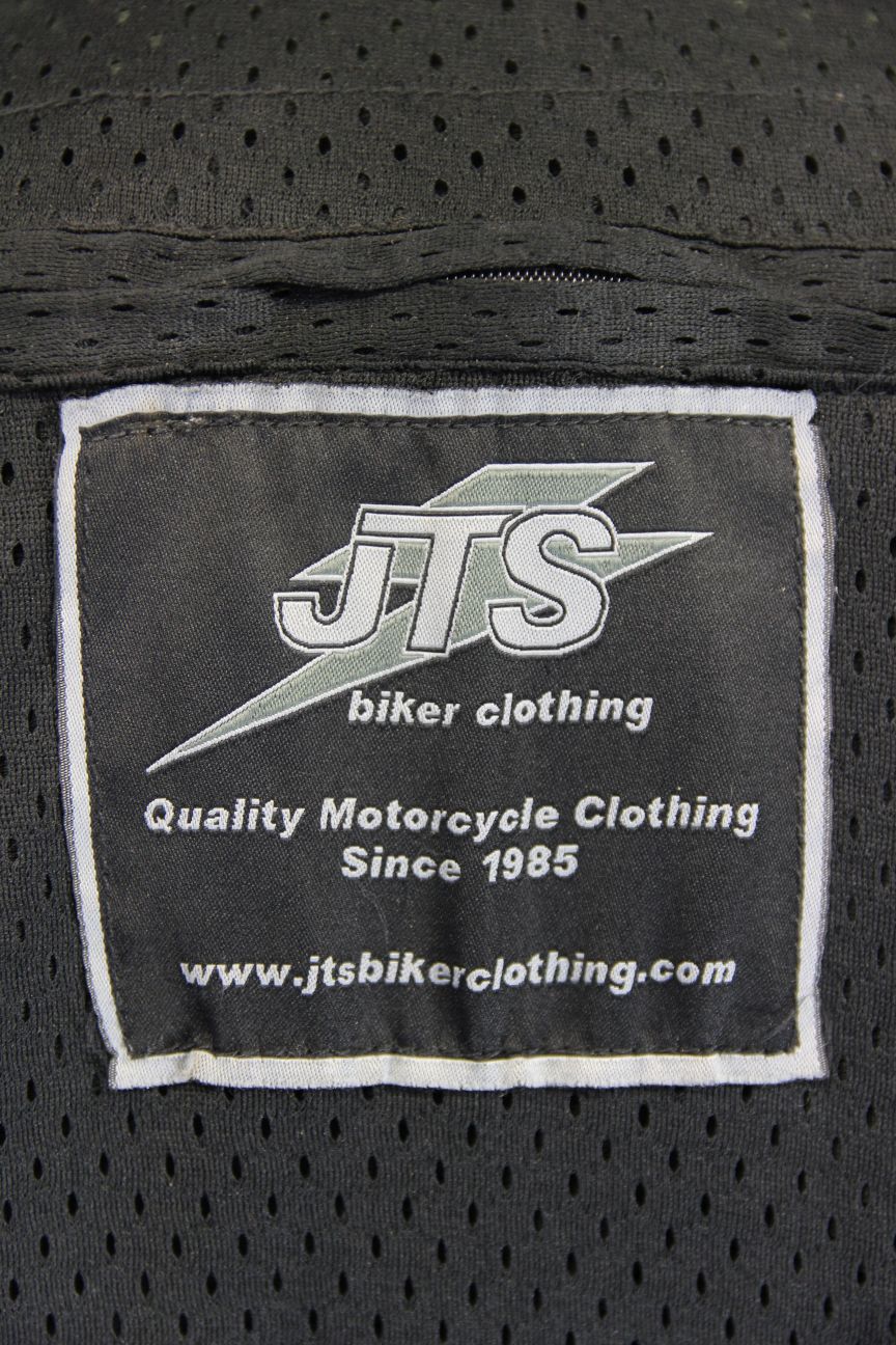 JTS BLACK, BROWN & CREAM LEATHER BIKER JACKET 46-48 INCH