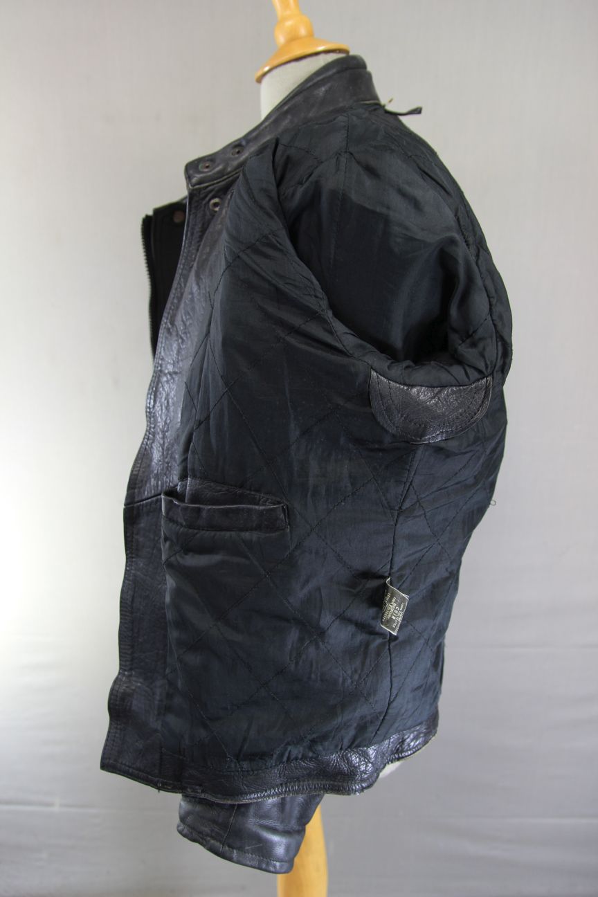 CLASSIC BLACK LEATHER BIKER JACKET 40-42 INCH CHEST/MEDIUM TO LARGE