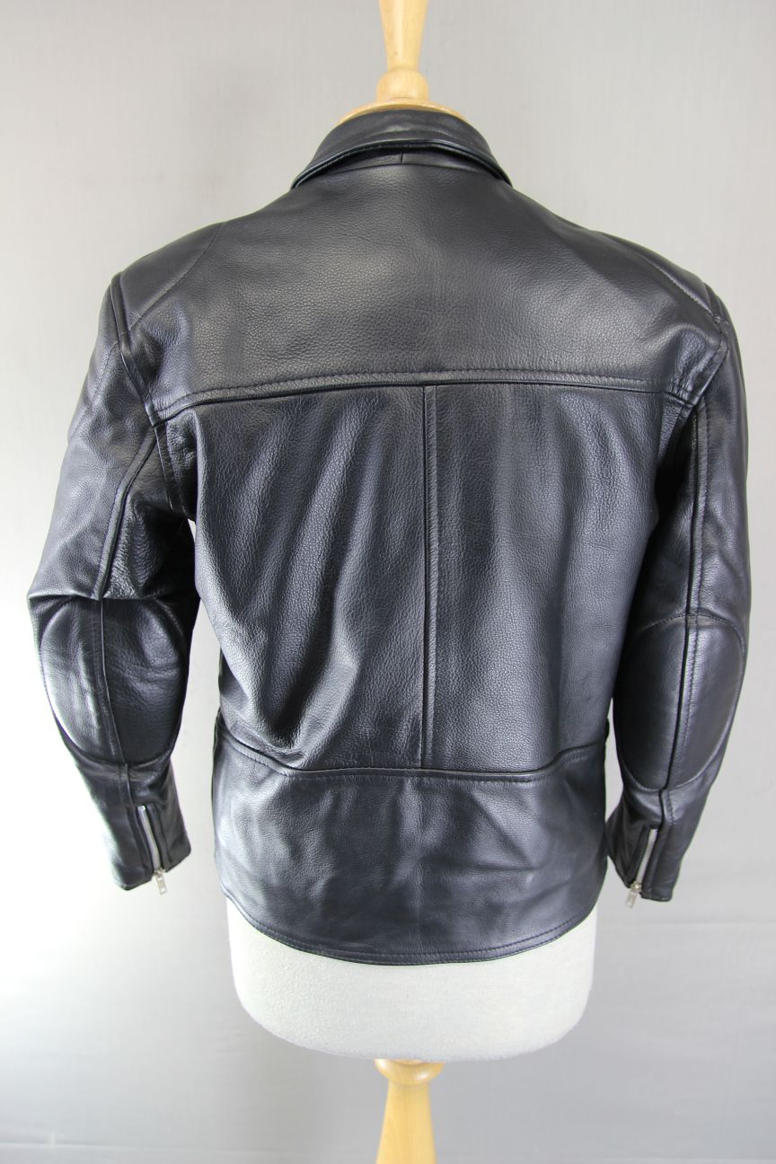 LADIES VINTAGE 70'S PUNK ROCK SKINTAN RETRO BLACK COWHIDE LEATHER BIKER JCKT 36"