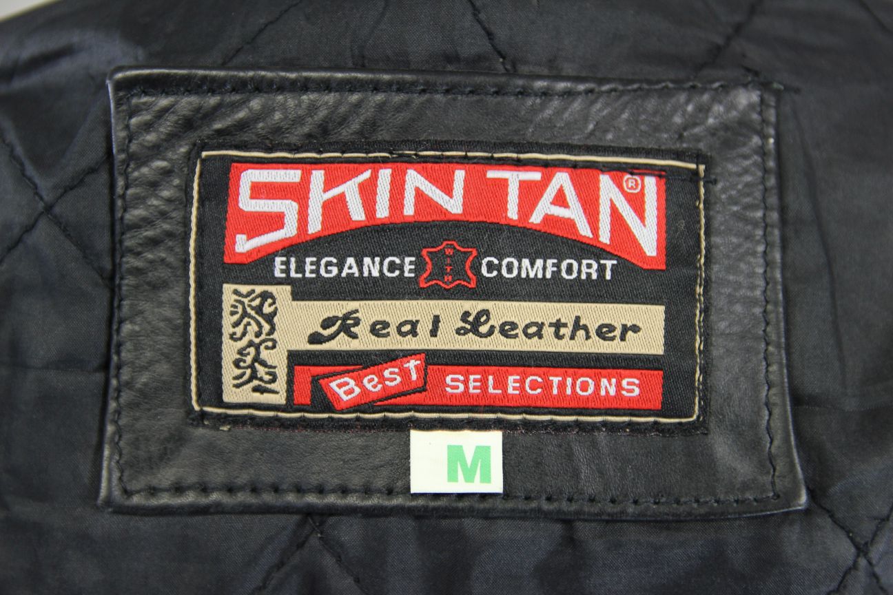 LADIES VINTAGE 70'S PUNK ROCK SKINTAN RETRO BLACK COWHIDE LEATHER BIKER JCKT 36"