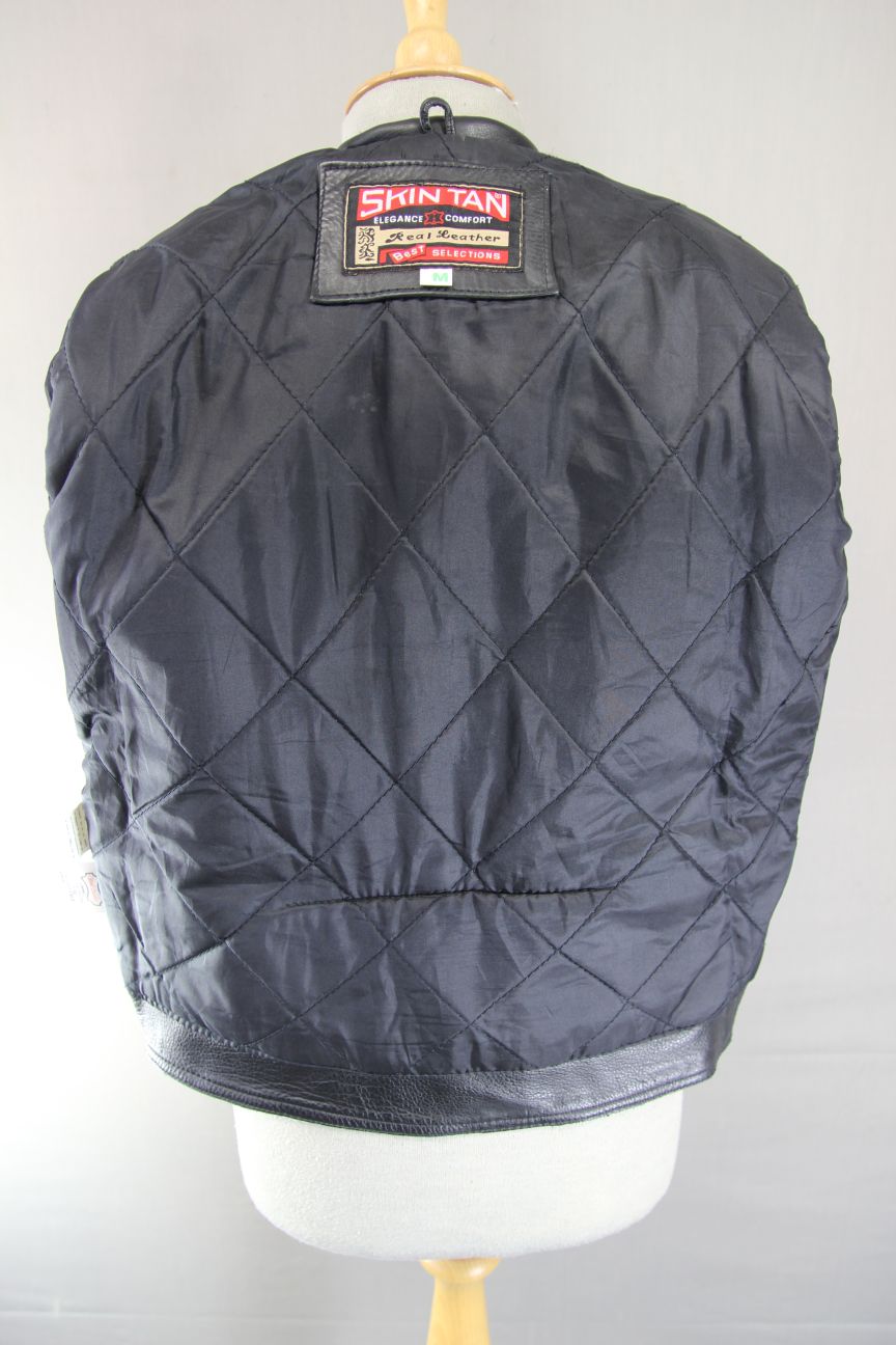 LADIES VINTAGE 70'S PUNK ROCK SKINTAN RETRO BLACK COWHIDE LEATHER BIKER JCKT 36"