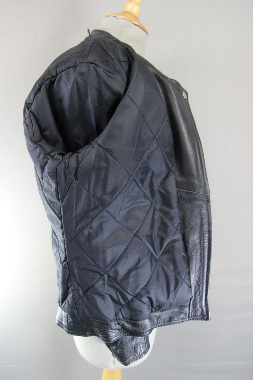 LADIES VINTAGE 70'S PUNK ROCK SKINTAN RETRO BLACK COWHIDE LEATHER BIKER JCKT 36"