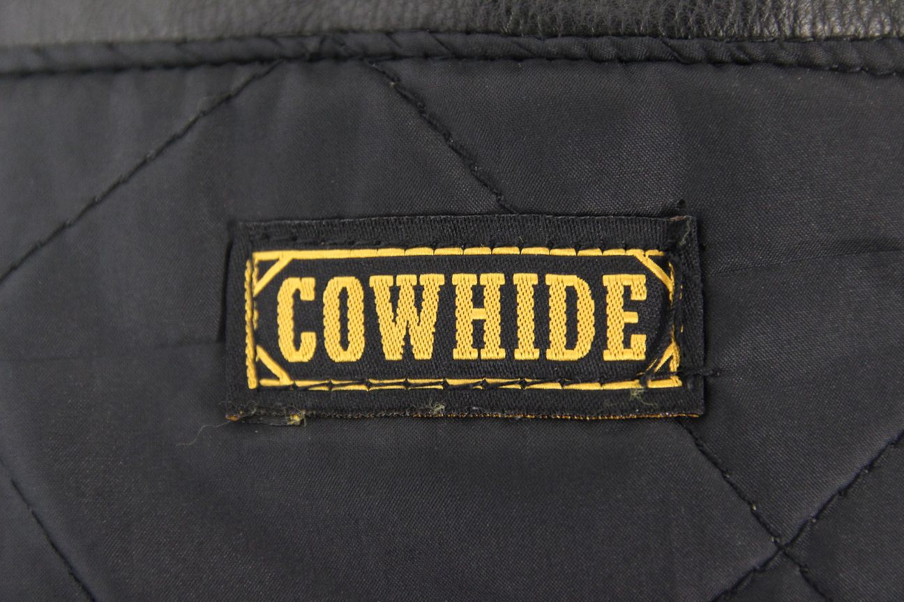 LADIES VINTAGE 70'S PUNK ROCK SKINTAN RETRO BLACK COWHIDE LEATHER BIKER JCKT 36"
