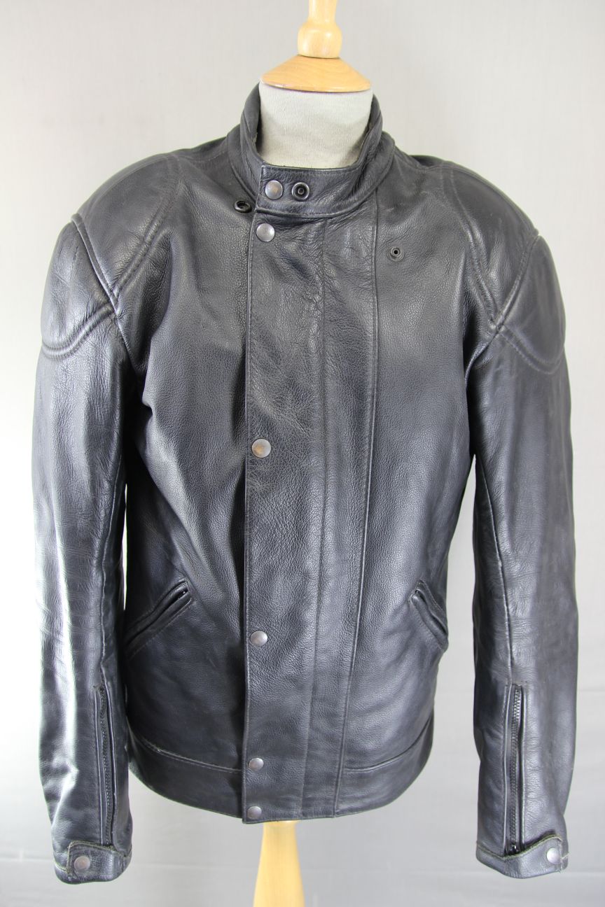BRITISH MADE BTK LEATHERS BLACK COWHIDE BIKER JACKET WITH CE ARMOUR 38-40 IN/MED