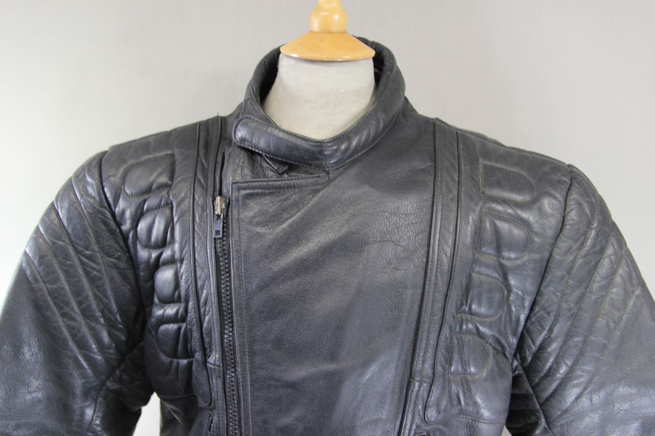 RANA LEATHERWEAR CLASSIC BLACK BIKER JACKET 38-40 INCH CHEST/MEDIUM