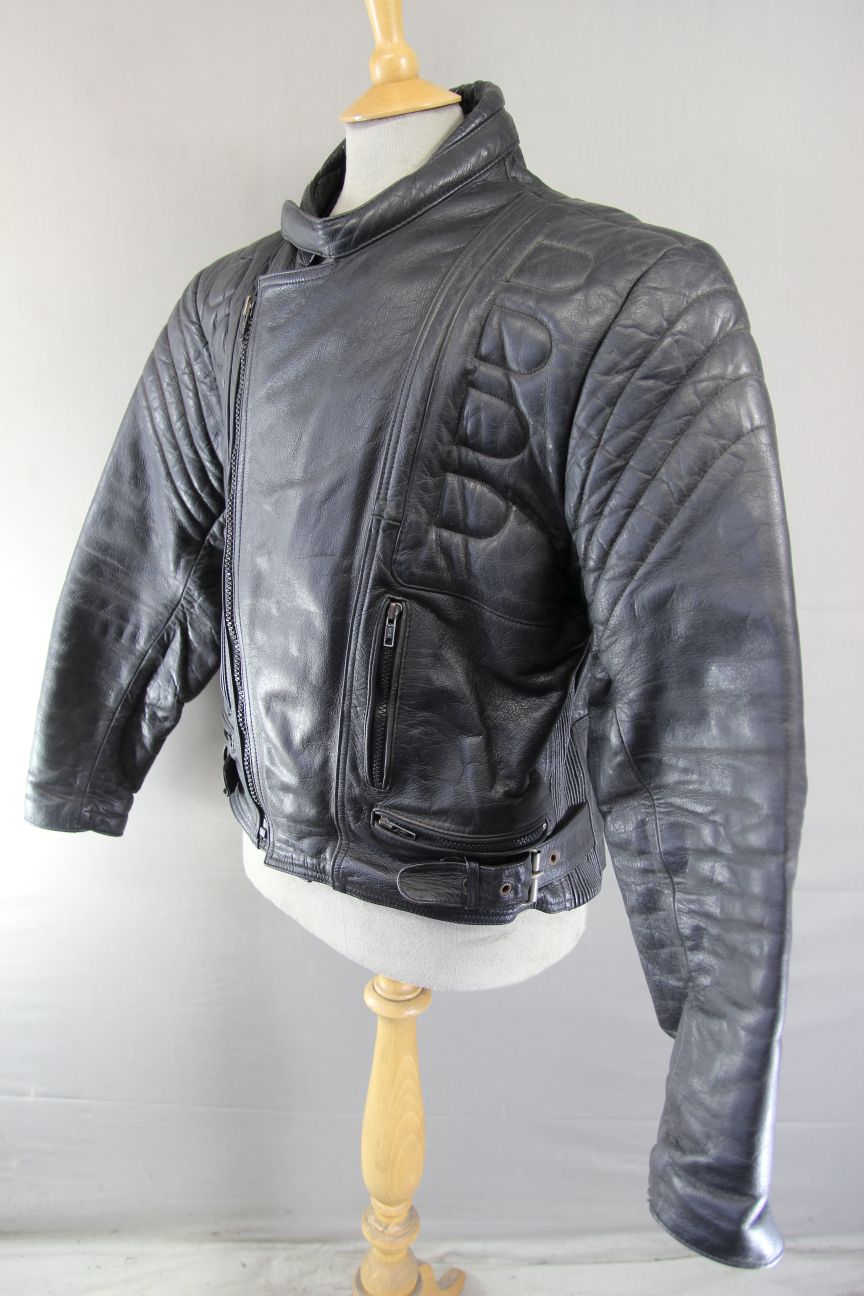RANA LEATHERWEAR CLASSIC BLACK BIKER JACKET 38-40 INCH CHEST/MEDIUM