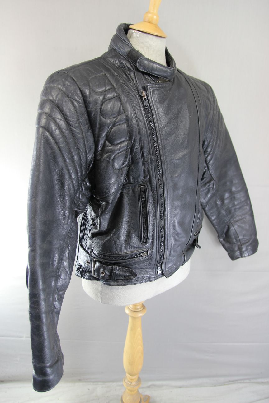 RANA LEATHERWEAR CLASSIC BLACK BIKER JACKET 38-40 INCH CHEST/MEDIUM