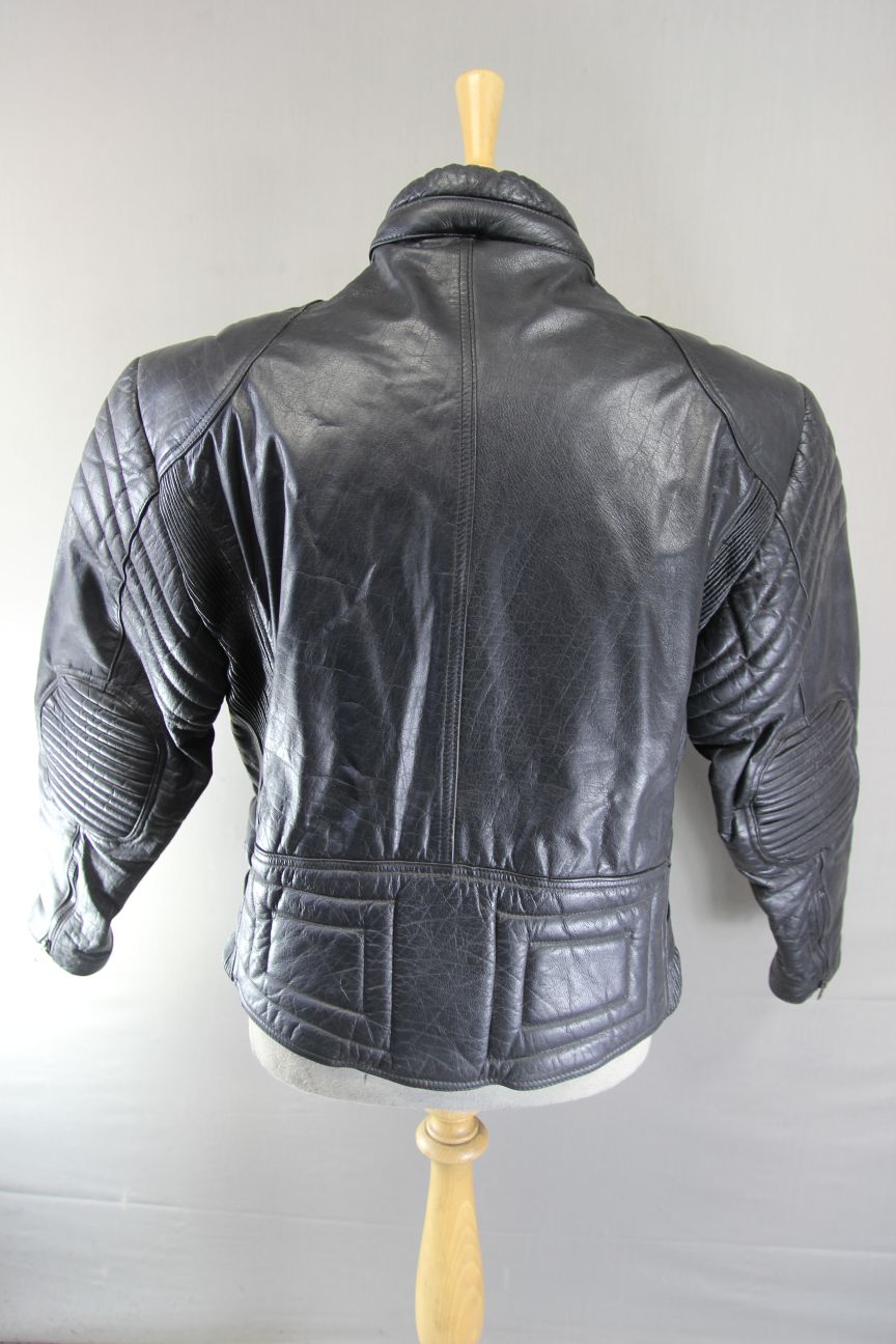 RANA LEATHERWEAR CLASSIC BLACK BIKER JACKET 38-40 INCH CHEST/MEDIUM