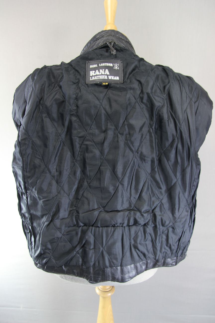 RANA LEATHERWEAR CLASSIC BLACK BIKER JACKET 38-40 INCH CHEST/MEDIUM