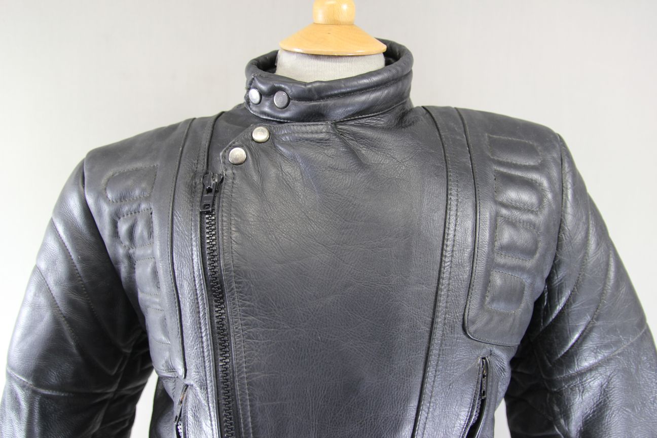 MERCURY STONES CLASSIC BLACK LEATHER BIKER JACKET 40-42 INCH CHEST