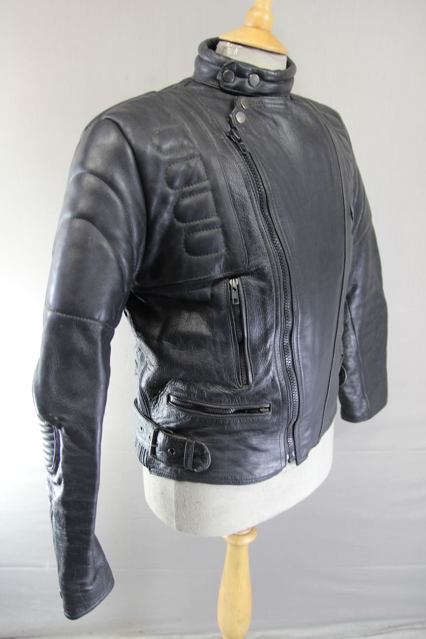 MERCURY STONES CLASSIC BLACK LEATHER BIKER JACKET 40-42 INCH CHEST