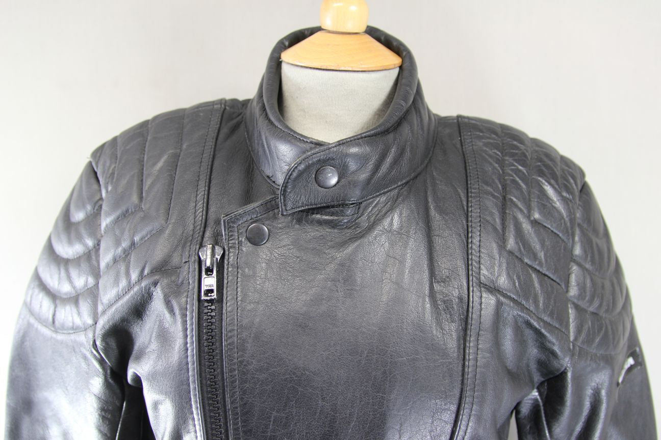 CORSA CLASSIC BLACK LEATHER BIKER JACKET 36-38 INCH CHEST