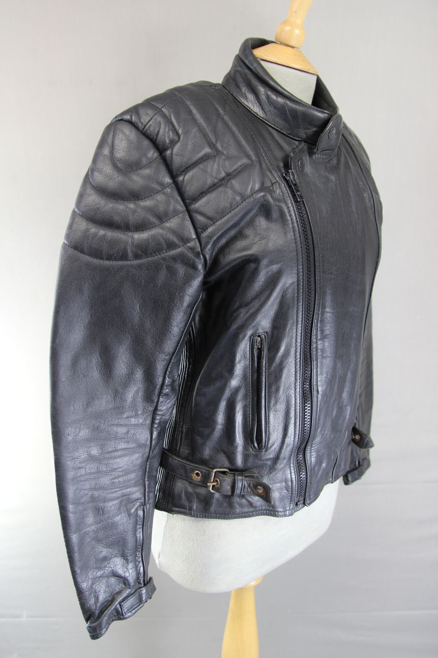 CORSA CLASSIC BLACK LEATHER BIKER JACKET 36-38 INCH CHEST