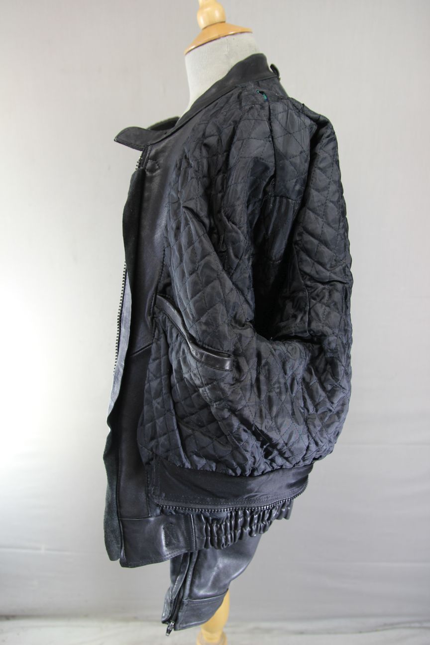 VINTAGE BLACK, LILAC, PINK & TURQUOISE LEATHER BIKER JACKET 42 INCH CHEST