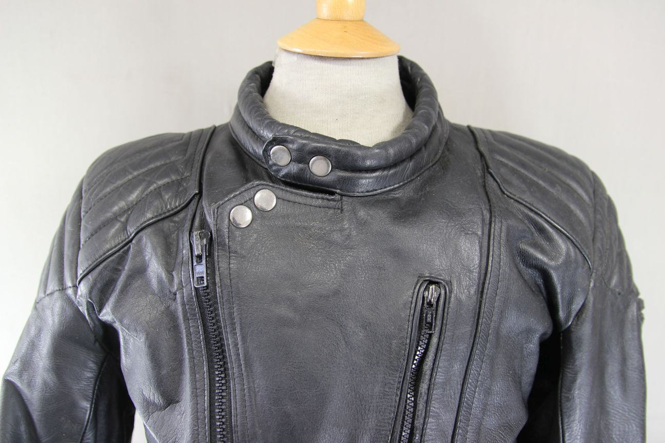 APACHE LEATHERS THINSULATE 3M THERMAL LINED CLASSIC BLACK BIKER JACKET 40-42 IN