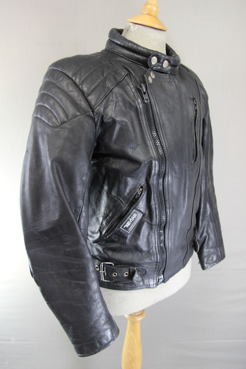 APACHE LEATHERS THINSULATE 3M THERMAL LINED CLASSIC BLACK BIKER JACKET 40-42 IN