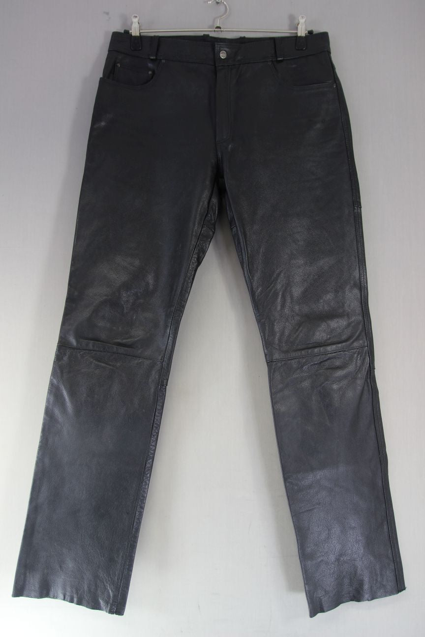 HIGHWAY 1 CLASSIC BLACK LEATHER BIKER JEANS WAIST 36 INCHES/INSIDE LEG 37 INCHES