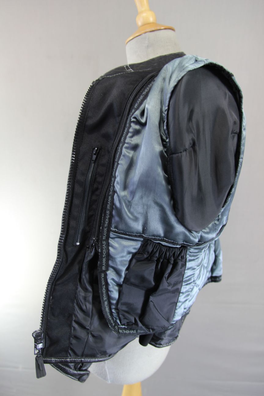FRANK THOMAS LADY RIDER BLACK LEATHER BIKER JCKT + ARMOUR/THERMAL LINING SIZE 10