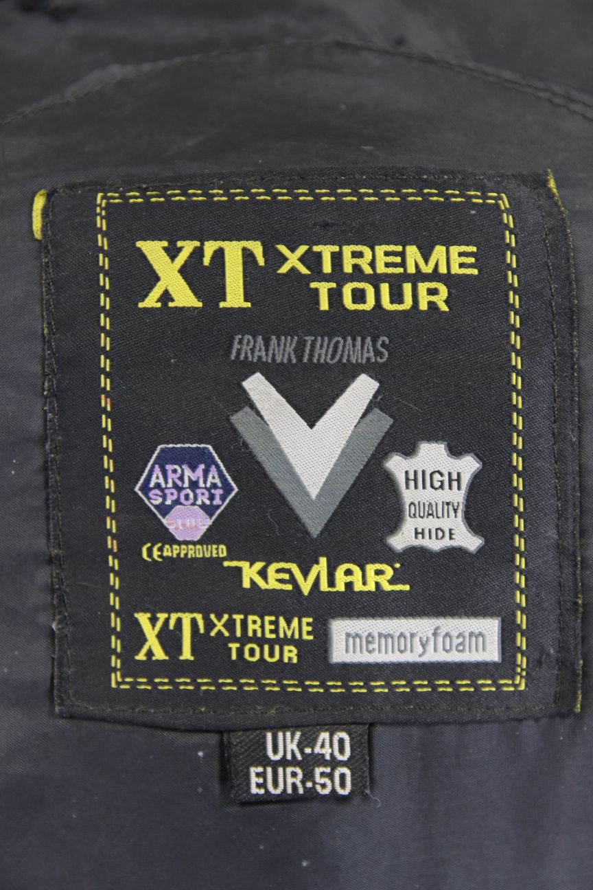 FRANK THOMAS XTREME TOUR RED & SILVER HIDE LEATHER BIKER JACKET + CE ARMOUR 36IN