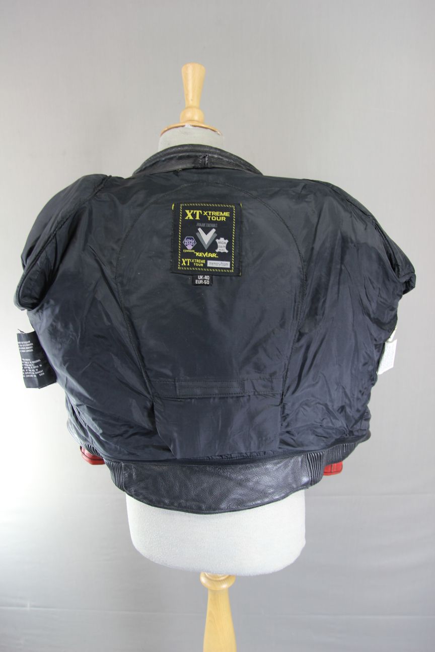 FRANK THOMAS XTREME TOUR RED & SILVER HIDE LEATHER BIKER JACKET + CE ARMOUR 36IN