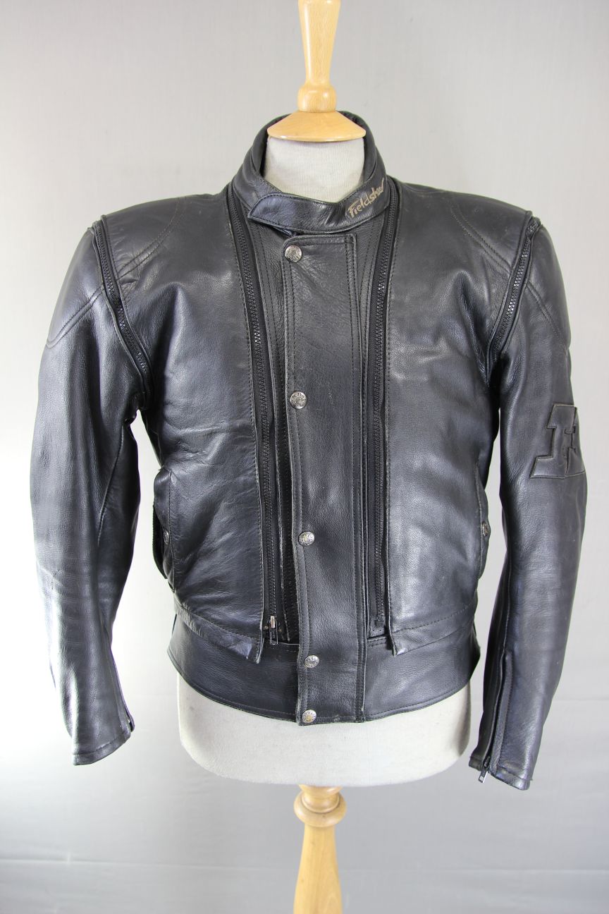 FIELDSHEER 2 IN 1 BLACK LEATHER BIKER JACKET + PROTECTORS & THERMAL LINING 40 IN