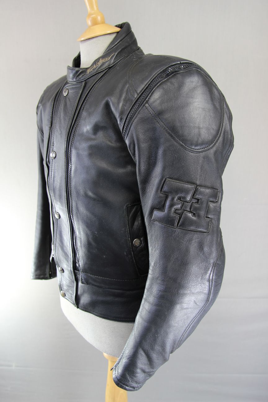 FIELDSHEER 2 IN 1 BLACK LEATHER BIKER JACKET + PROTECTORS & THERMAL LINING 40 IN