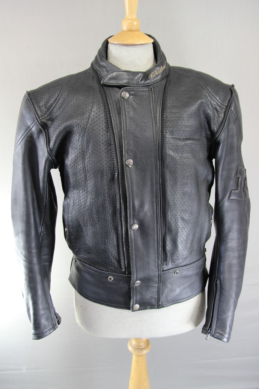 FIELDSHEER 2 IN 1 BLACK LEATHER BIKER JACKET + PROTECTORS & THERMAL LINING 40 IN