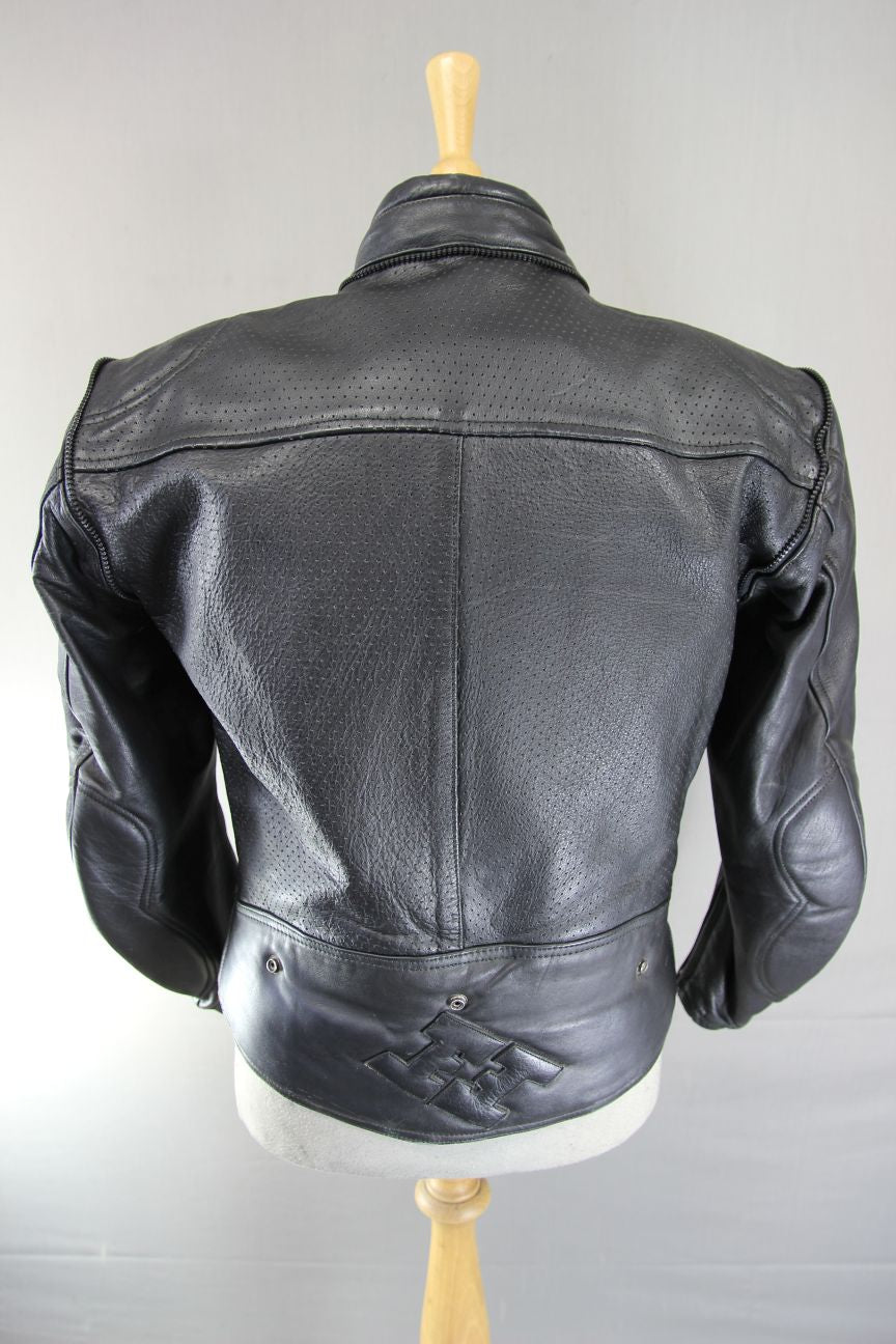 FIELDSHEER 2 IN 1 BLACK LEATHER BIKER JACKET + PROTECTORS & THERMAL LINING 40 IN